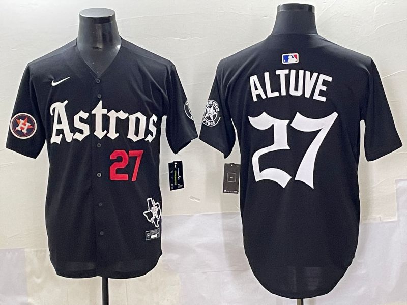 Men 2025 Houston Astros #27 Altuve Black Five generations Joint Name Nike MLB Jersey style 11